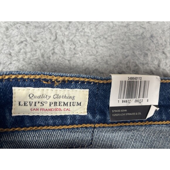 Levis Premium Jeans Wedgie Straight High Rise 31x28 Blue Dark Wash Big E NWT - Picture 2 of 10